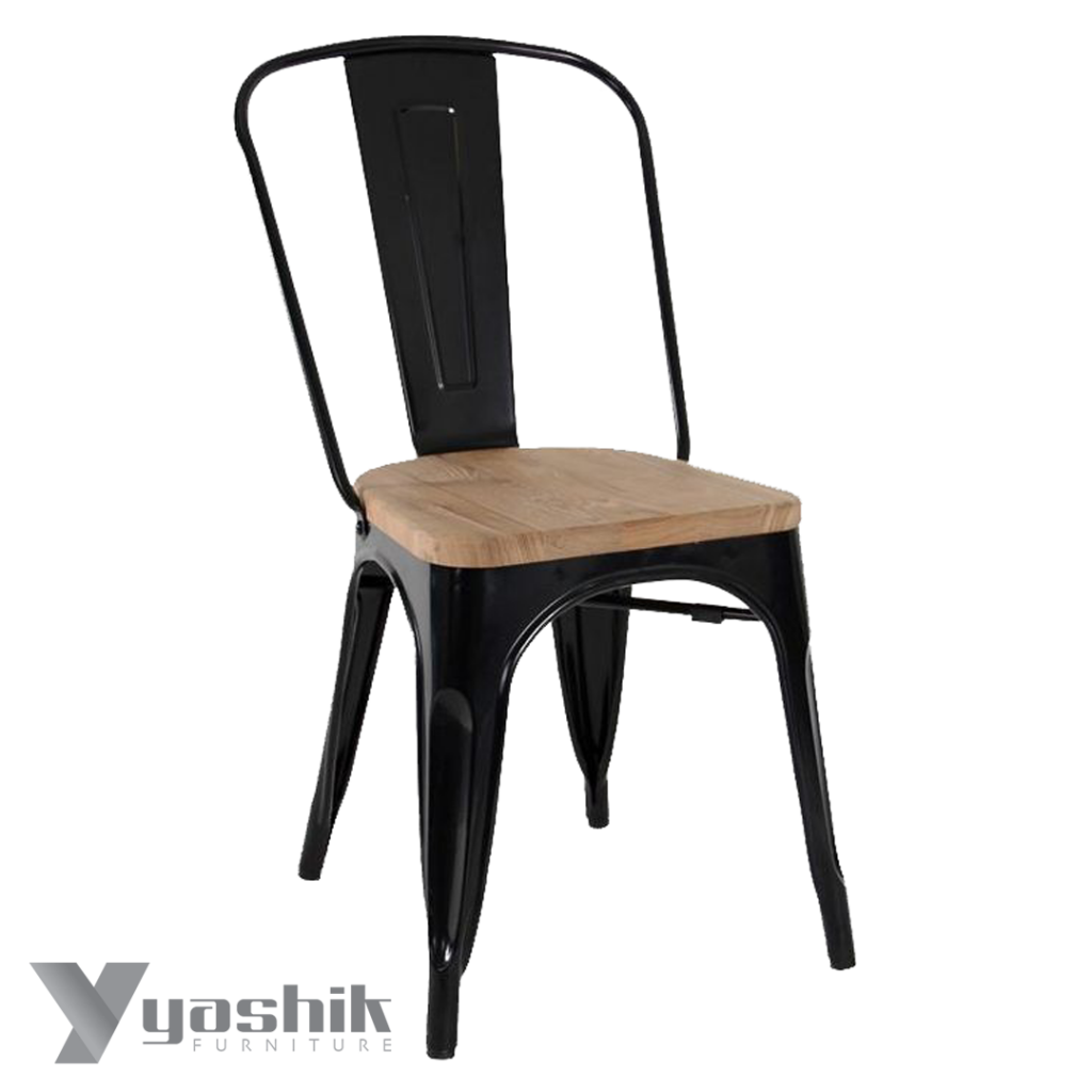 صندلی بدون دسته فلزی تولیکس،کف چوب Tolix-N501W-صندلی چند منظوره-Naz